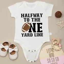 Halfway To The One Yard Line Printed Baby Onesies American Football Element Newborn Boy Clothes Short Sleeve Toddler Jumpsuit