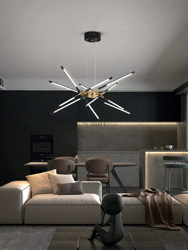 *Modern LED Chandeliers for Living Room Bedroom Loft Dining Kitchen Gold Hanging Rope Ceiling Pendant Lamp Home Lighting Fixture