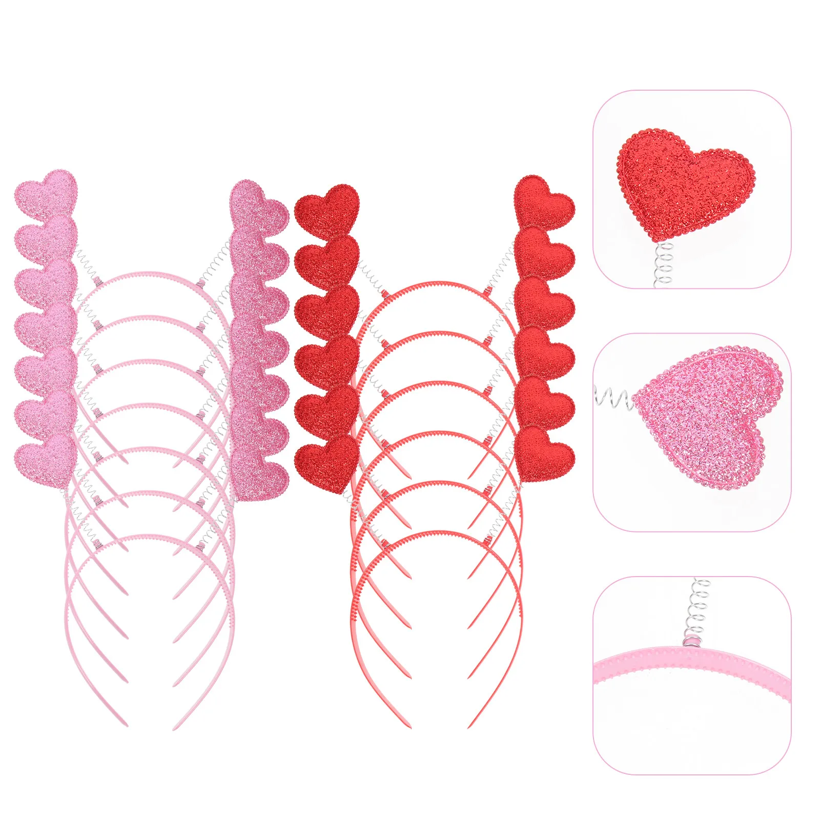 

12Pcs Fashionable Heart Hairbands Headdress Set Soft Lightweight Perfect Gift for Birthday Party Performance Holiday