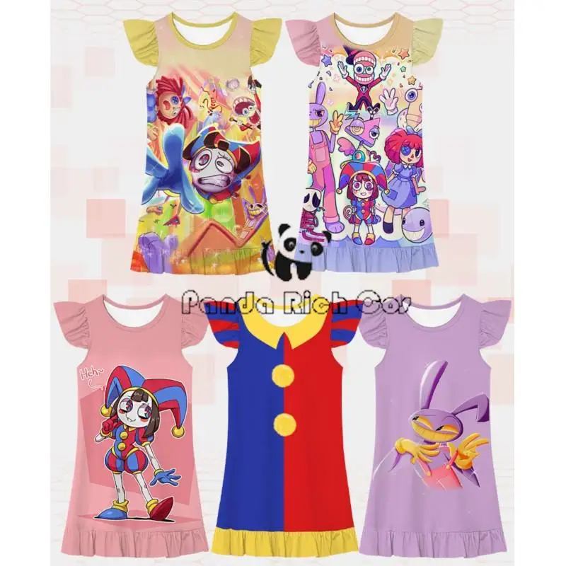 Pomni Cosplay Cartoon Costume Amazing Digital/Circus Cosplay Ragatha Jax Caine Children Pajamas Girls Infan Nightdresst Keychain