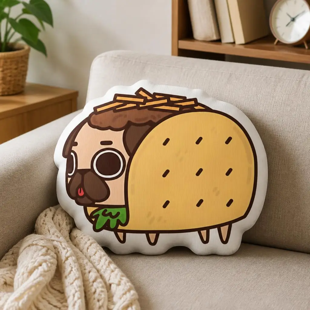 Taco Puglie Funny Pillow Cushion Irregular Stuffed Throw Pillow Home Decor Gift Sofa Bed
