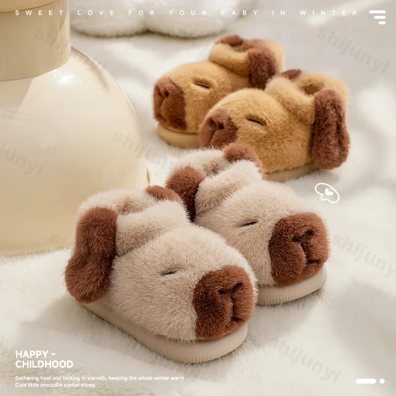 

Children's Cotton Shoes Winter New Girls Cute Cartoon Indoor Non Slip Home Shoes Thicken Plush Comfort Soft Sole Boys Warm Shoes
