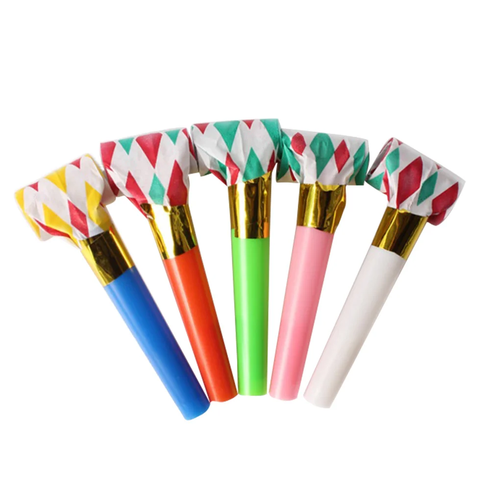 10pcs Party Blowouts Horns Kids Whistles Cheering Props Birthday Party Favors Supplies (Random Colors)