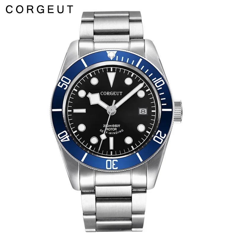 CORGEUT 41mm NH35 High Grade Steel Luxury Business Men\'s Watch Sapphire Glass Automatic Mechanical Waterproof Watch for man Date