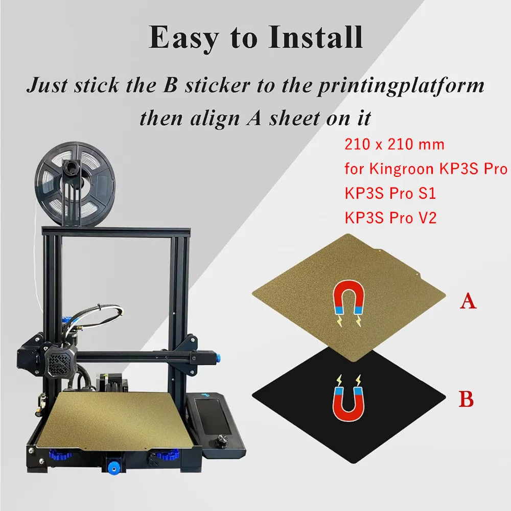 Двусторонний лист PEI 210x210 мм для Kingroon KP3S Pro/KP3S Pro S1/KP3S Pro V2, дизайнерская пластина, текстурированная кровать PEI из пружинной стали с принтом