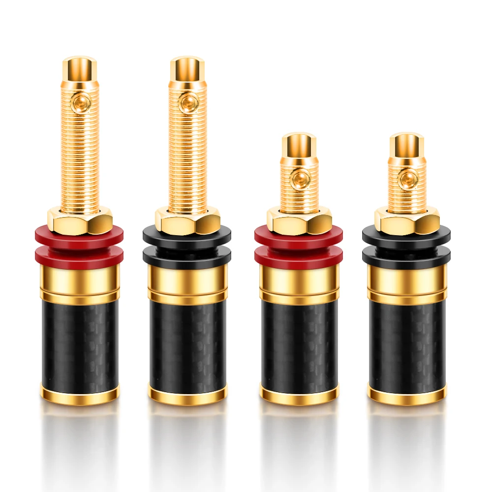 HIFI 4Pcs Gold Plated Copper Speaker Binding Post Female Banana Jack Connector HIFI Audio AMP Banana Plug Socket Terminal