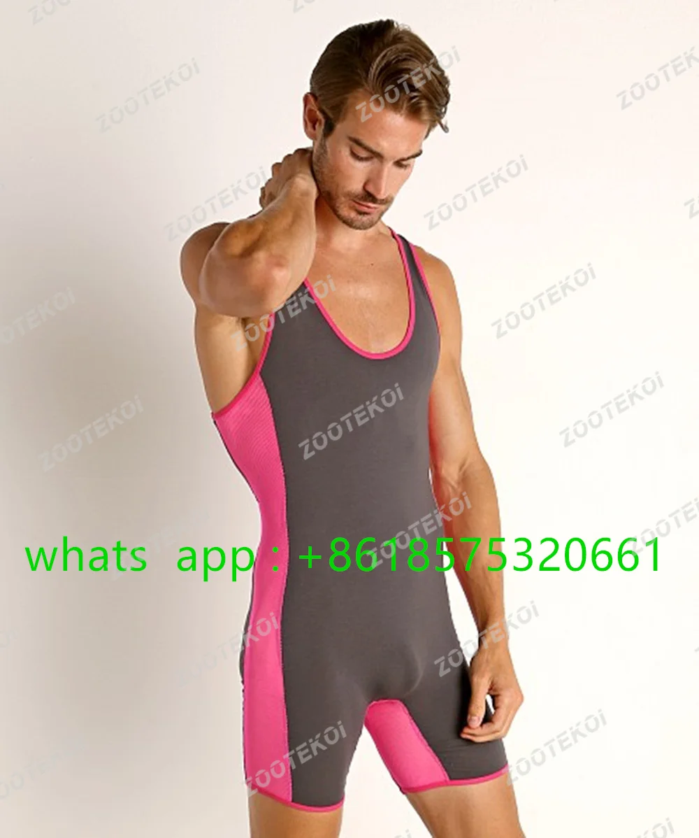 2023 Wrestling Suit Men Sleeveless Wrestling Skinny Jumpsuit High Stretchy Leotard Bodysuit Weight Lifting Gymnastic Race Outfit