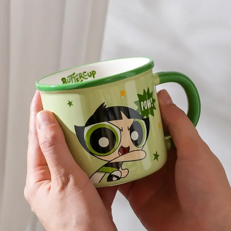 The Powerpuff Girls Blossom Bubbles لطيف أنيمي الطرفية السيراميك القدح الأطفال كوب المنزل زوجين كوب ماء هدية عيد ميلاد #6