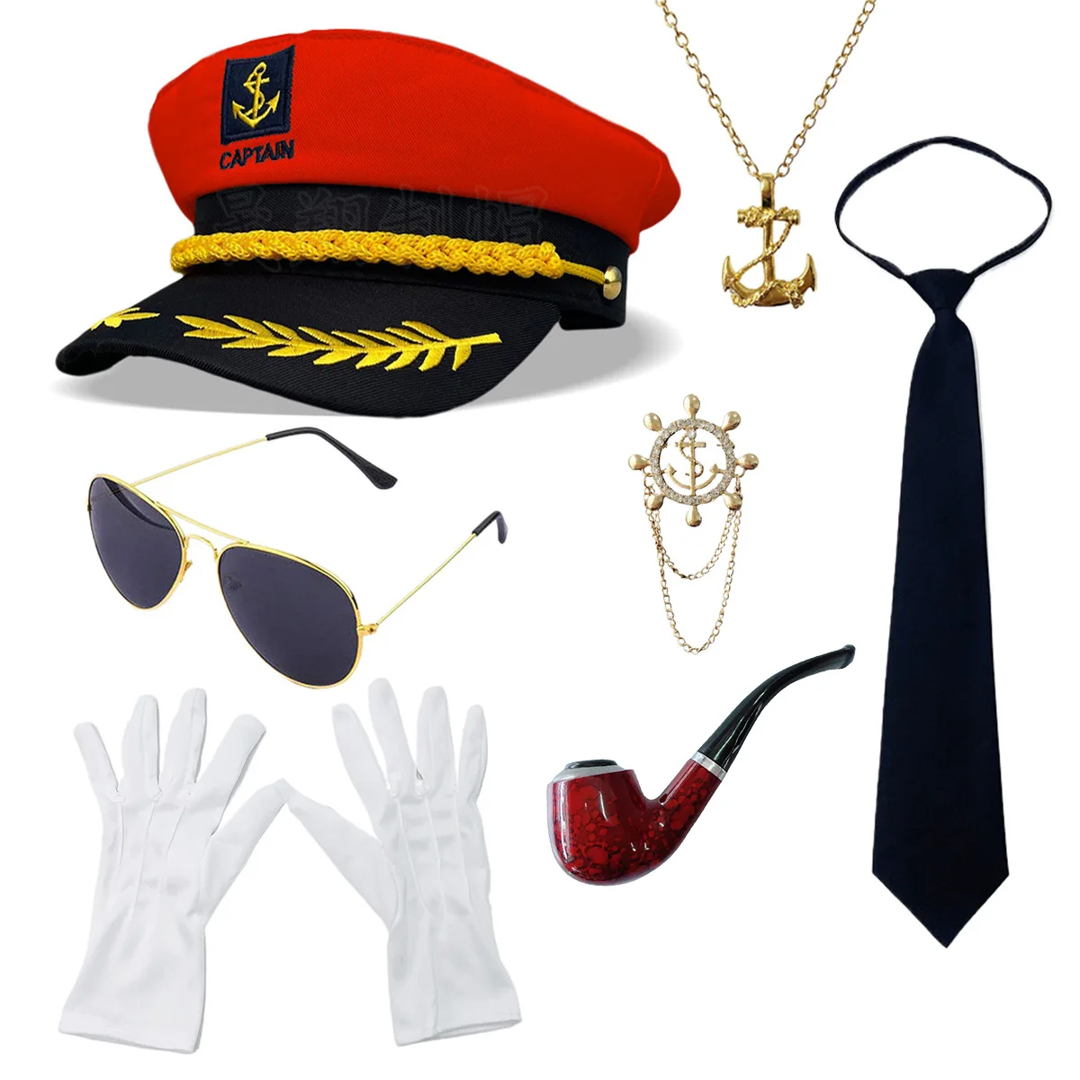 Festival Party Cosplay Marine-Kapitän Verkleidungs-Kostüm Zubehör Matrosen-Rollenspiel Hut-Set – Detail 5