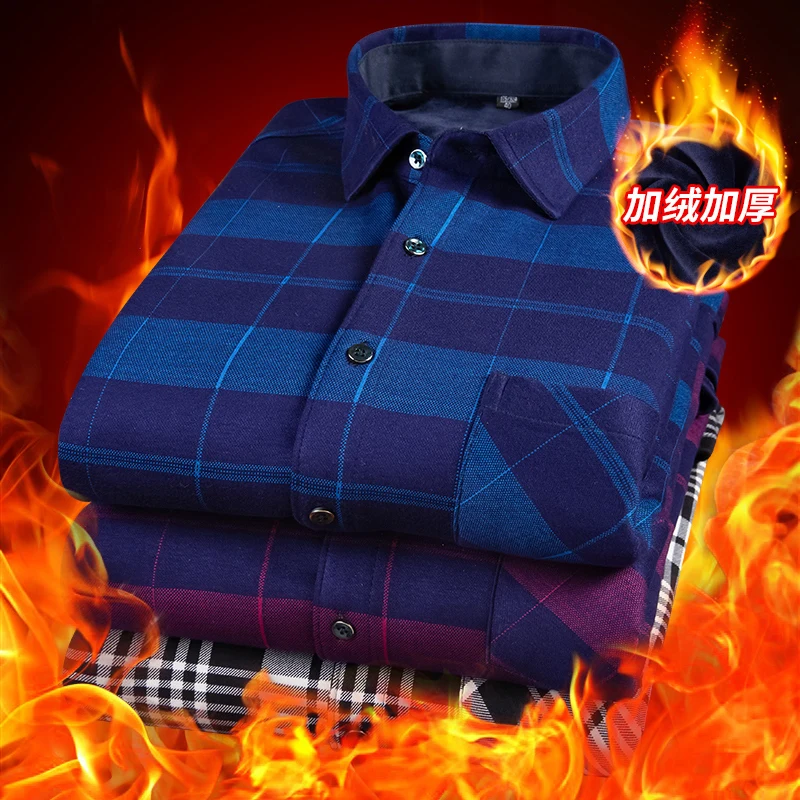 Autumn Winter New Casual Men\'s Fashion Long Sleeve Plaid Shirt Thick Warm Men\'s Casual High Quality Soft Large Size Shirt L-4XL