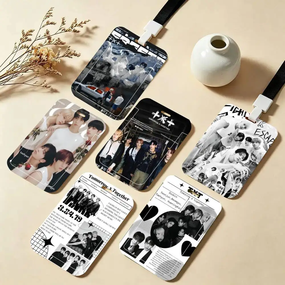 Kpop T-Tomorrow X T-Together TXT Porta Tarjetas de Identificación con Correa para el Cuello, Colgante, Porta Credenciales, Lanyards, Llavero, Estuche para Credenciales de Trabajo, Regalo