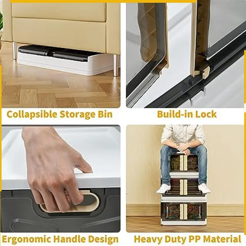 

A76K 1 PCS Storage Bins With Doors And Lids Storage Bin PP For Closet Organizers And Storage, Storage Box With Wheels