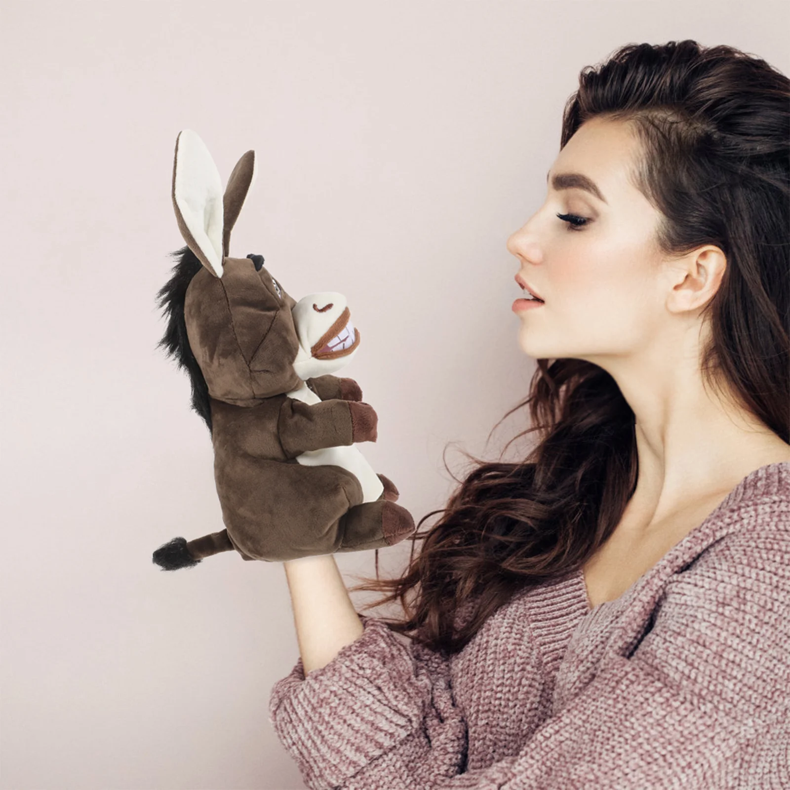 Donkey Puppet Puppets สําหรับผู้ใหญ่สัตว์ของเล่นตุ๊กตากระต่ายน่ารัก Interactive