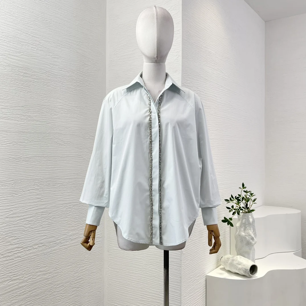

Photo Color Commuter Shirt Long Sleeve Jeans Diamonds Blouse Tops