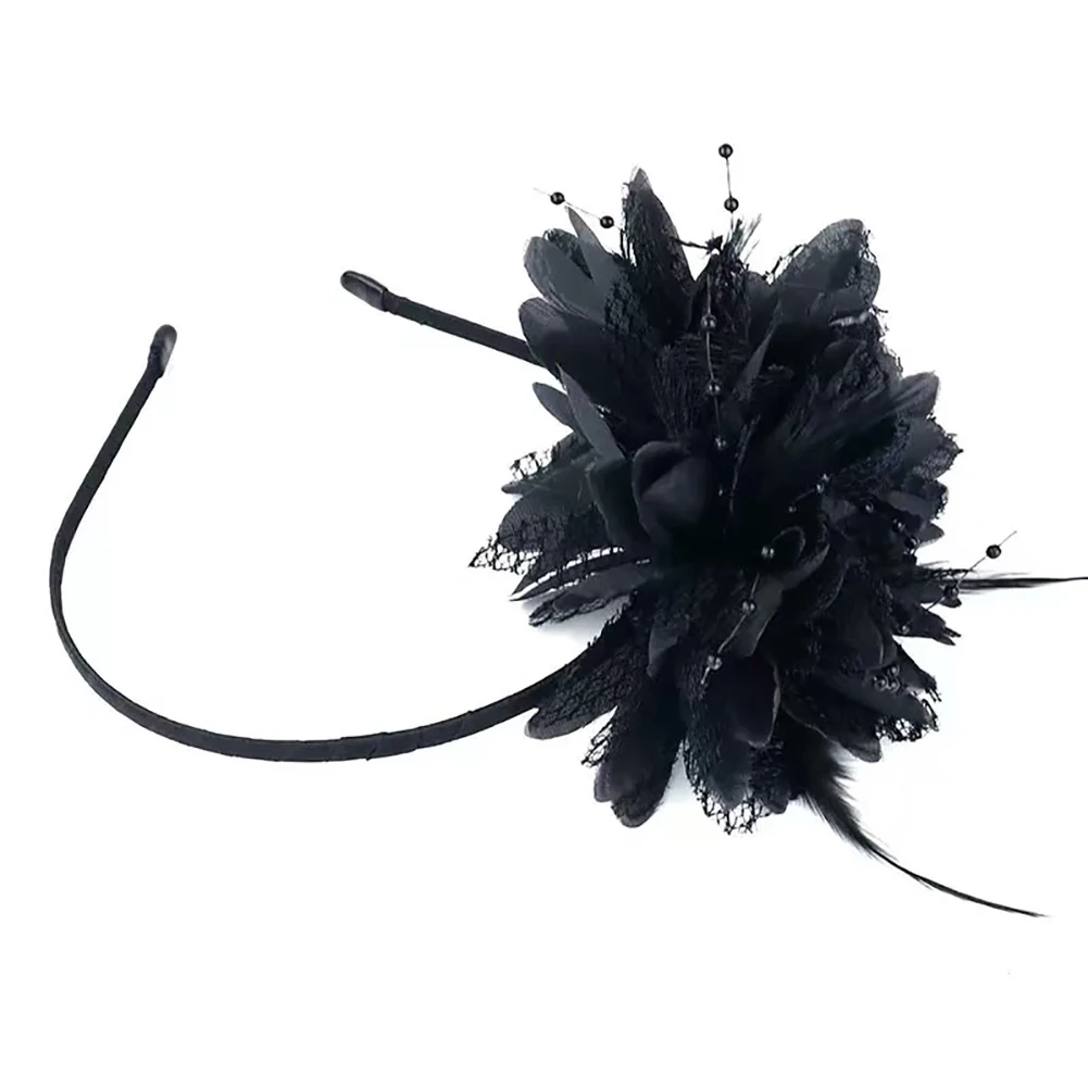 Black Feather Headpieces Feather Headdress Mardi Gras Accessories 1920s Flapper Halloween Headband for Women