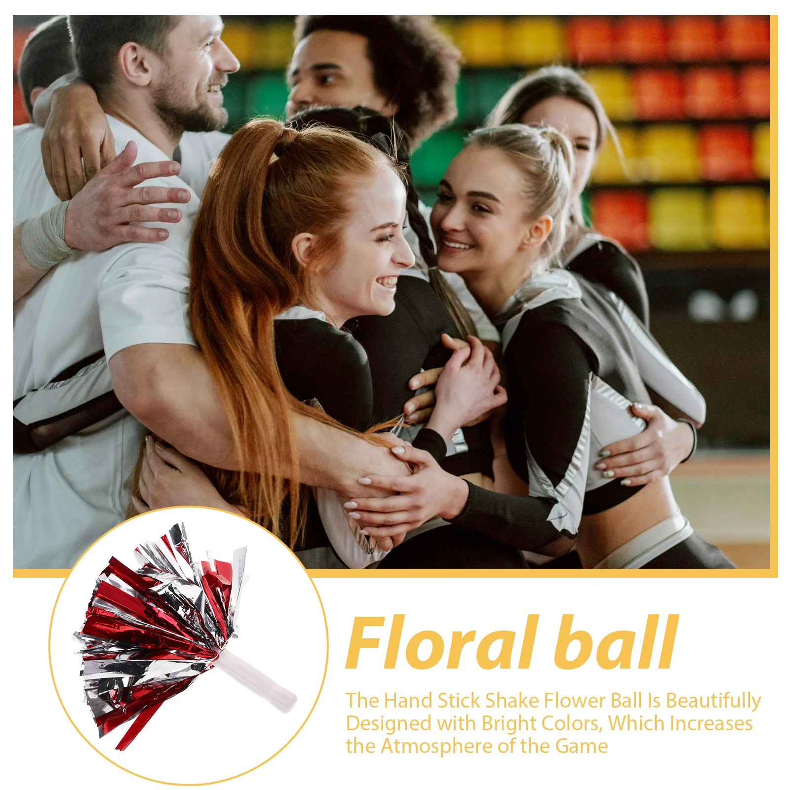 

4Pcs Cheerleading Pompoms Durable Handled Cheer Poms for Sports Games Dance Party Pom Poms Cheerleading Cheering Pompoms