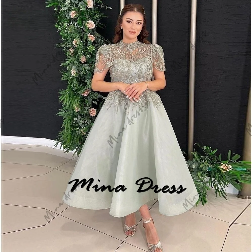 Mina Customized Elegant and Chic Women\'s Lace Evening Gown Bridesmaid Dress Woman Round Neck Special Occasion Prom Dresses Party