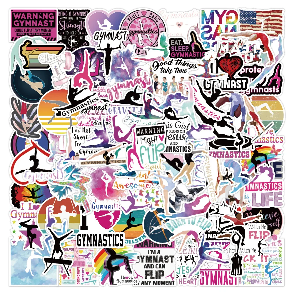 50/100Pcs New Gymnastics Art Sports Graffiti Stickers Luggage Laptop Motorcycle PVC Waterproof Car Stickers Aesthetic