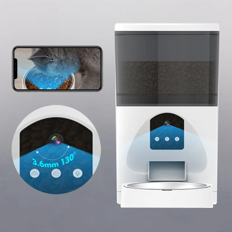 

Умная автоматическая кормушка для кошек 6 л, Wi-Fi, кормушка для домашних животных с управлением через приложение для кормления, автоматический дозатор корма для кошек, еды для больших собак