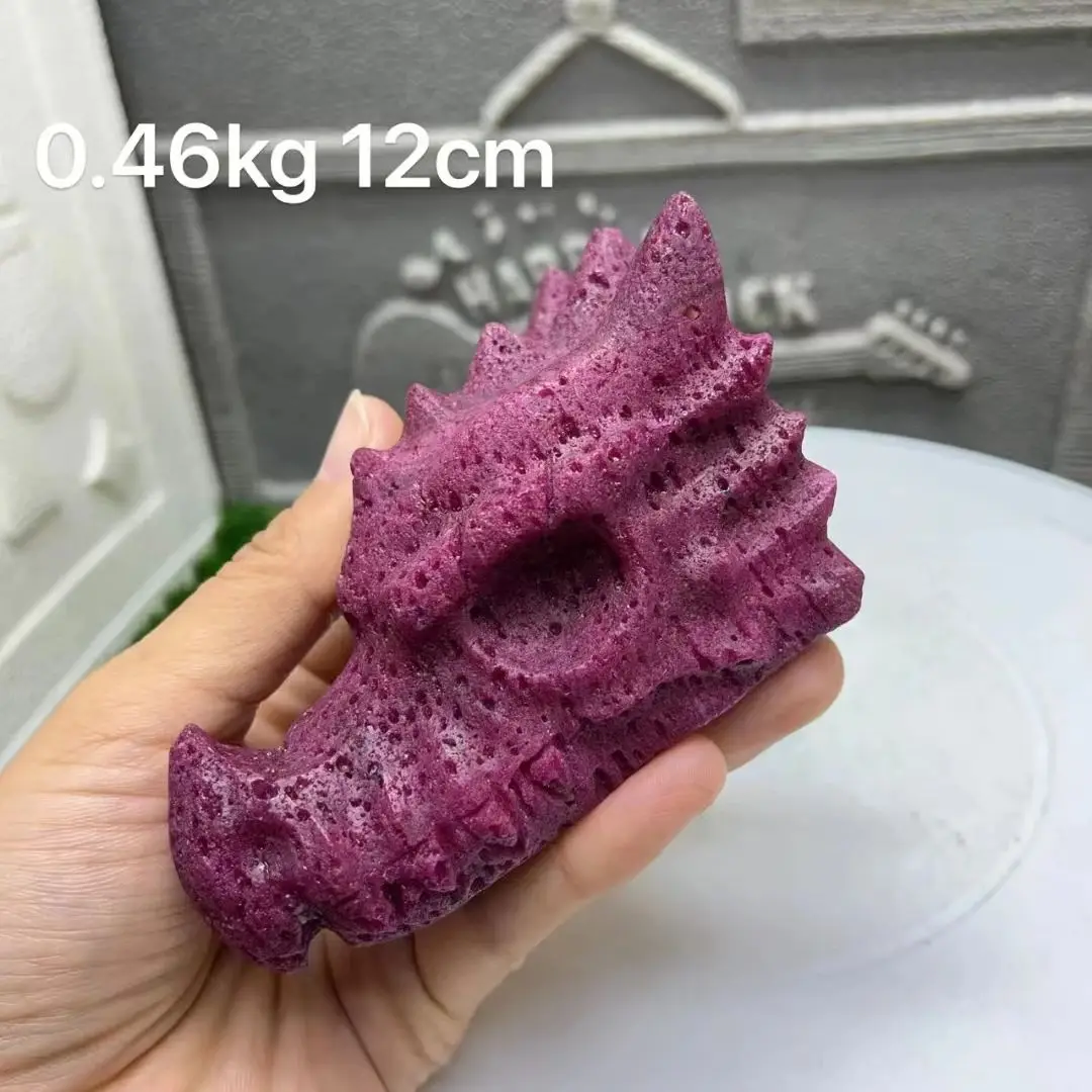 1PC Natural ruby hand-carved dragon head bone quartz crystal healing fashion home decor gift