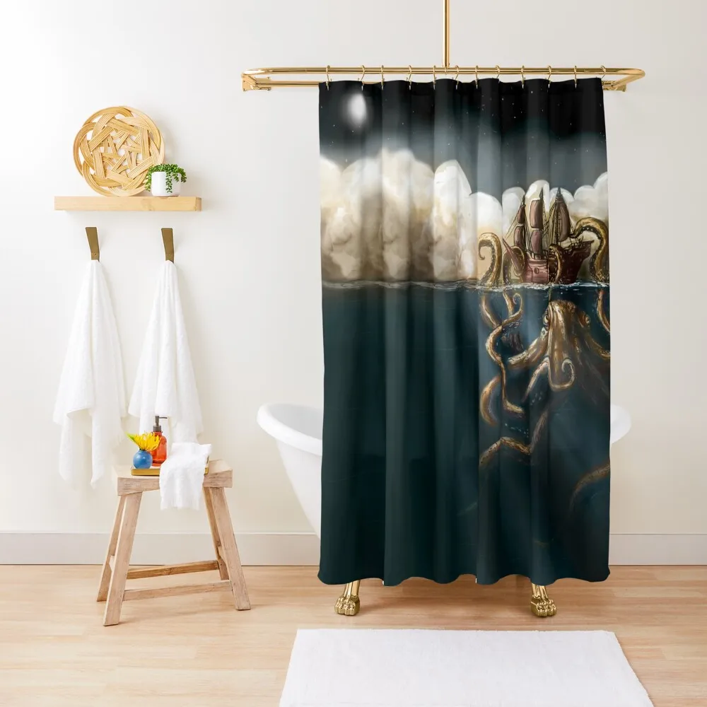 Kraken Shower Curtain In The Bathroom Waterproof Bath And Anti-Mold Transparent Bathroom Shower Curtain