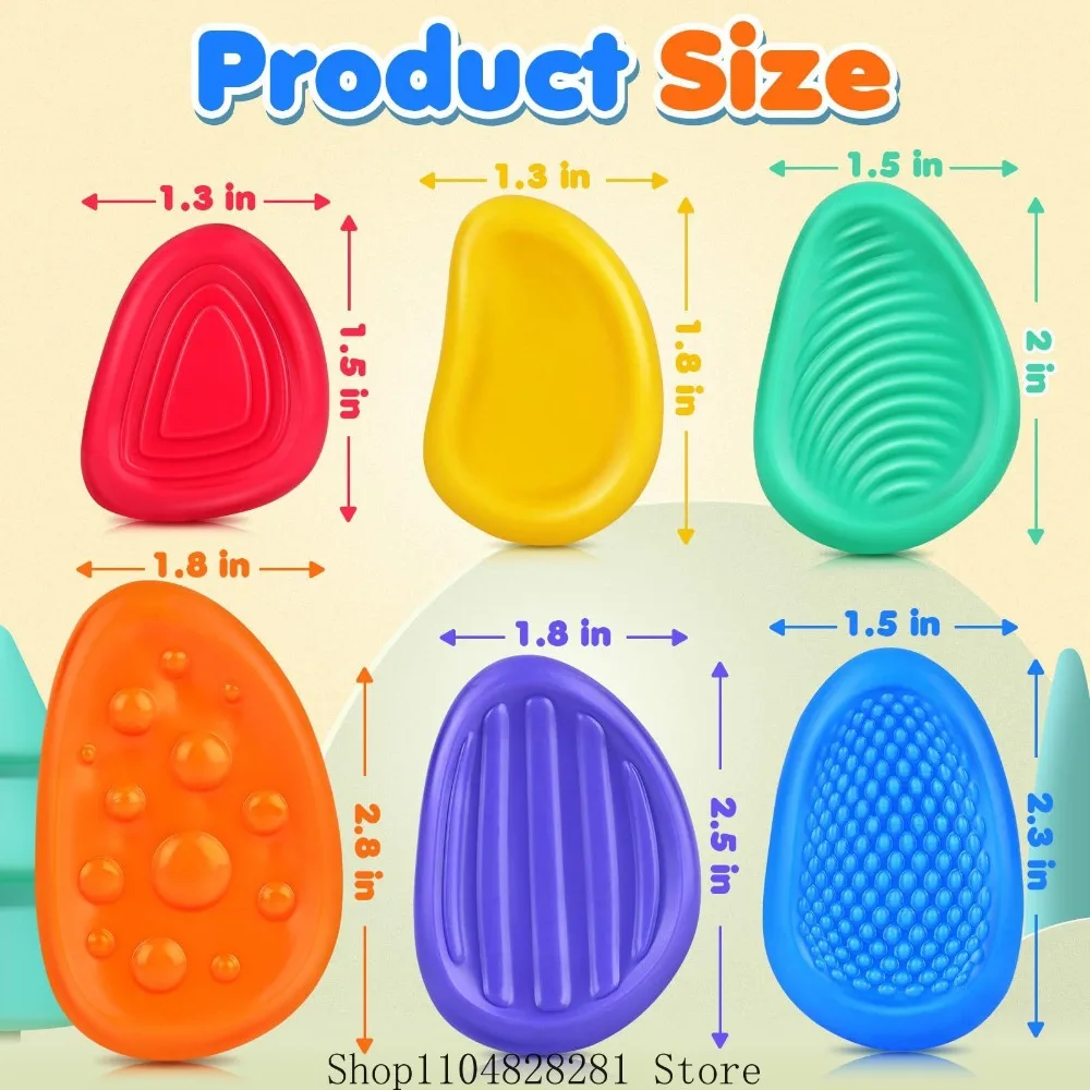 2025 Zappelspielzeug für Erwachsene, sensorischer Silikonstein, 6er-Pack, strukturiert, für Autismus, Kinder, beruhigendes Zappelspielzeug zum Stressabbau