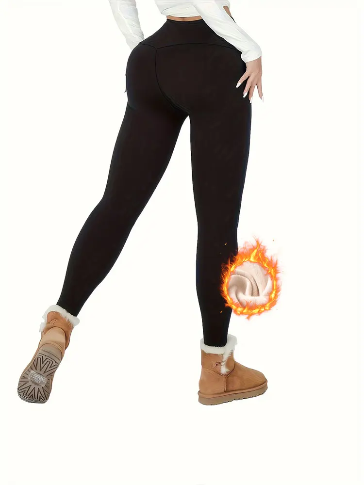 Fleece-gefütterte, weiche Yoga-Leggings für Damen, hohe Taille, warme Innenhose, Winter-Sport-Fitness-Bekleidung für Outdoor-Aktivitäten