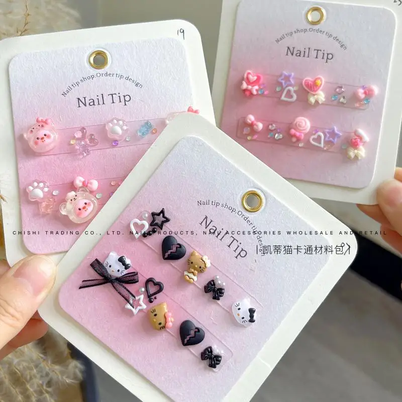 10Pcs/set Cute Cartoon Sanrioed Cinnamoroll Pochacco Hellokittys Resin Material Package Accessories Nail Accessories Decorations