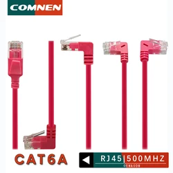COMNEN Cat6a RJ45 90 Degree Angle Ethernet Cable 3.8mm Slim Patch Cord Lan Cable UTP RJ 45 for Patch Panel to Switch Flexiable