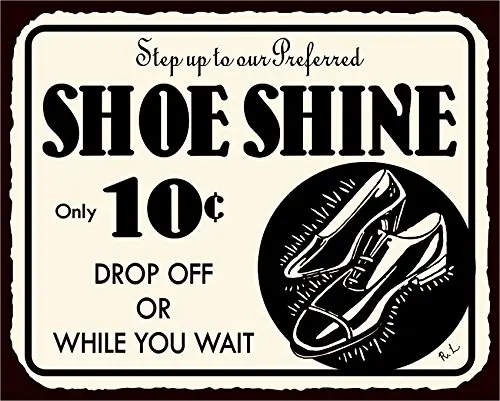 Vintage Metal Art Shoe Shine Clothing Shoe Retro Tin Sign