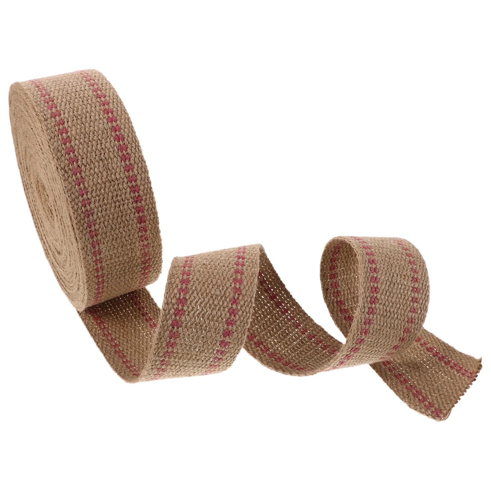 Taśma jutowa w rolce, czerwony pasek, naturalna taśma tapicerska, taśma do naprawy krzeseł, juta, taśma rzemieślnicza, taśma do mebli.