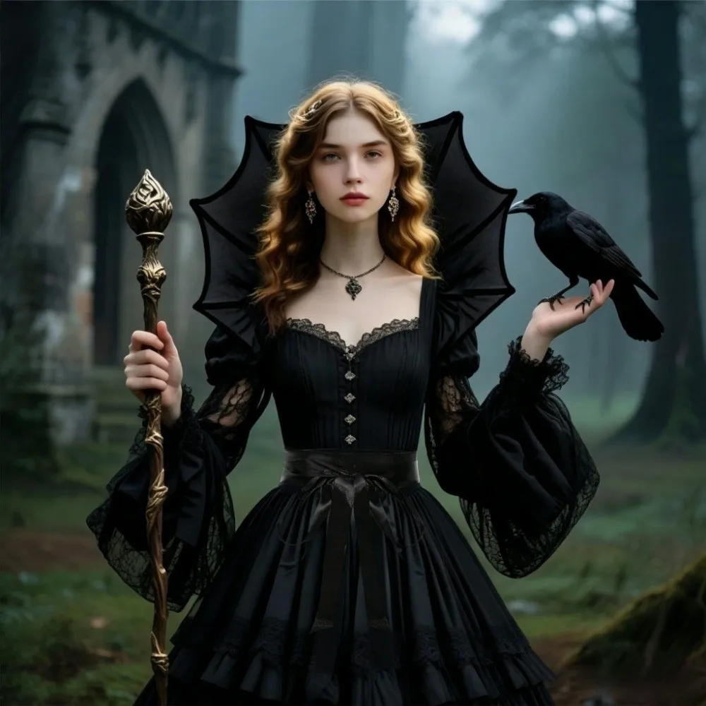 Lace Victorian Stand Up Collar Renaissance Gothic Queen Cosplay Cloak Mesh Medieval Design Halloween Costume Accessories Women