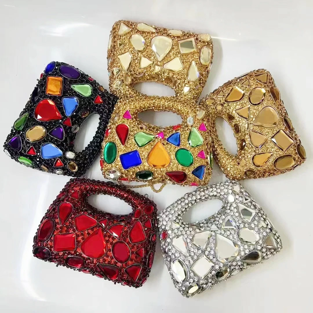 Colorful Big Stone Crystals Evening Clutch Women Top-Handle Bags New Luxury Clutch Rhinestone Purse Wedding Purses And Handbags