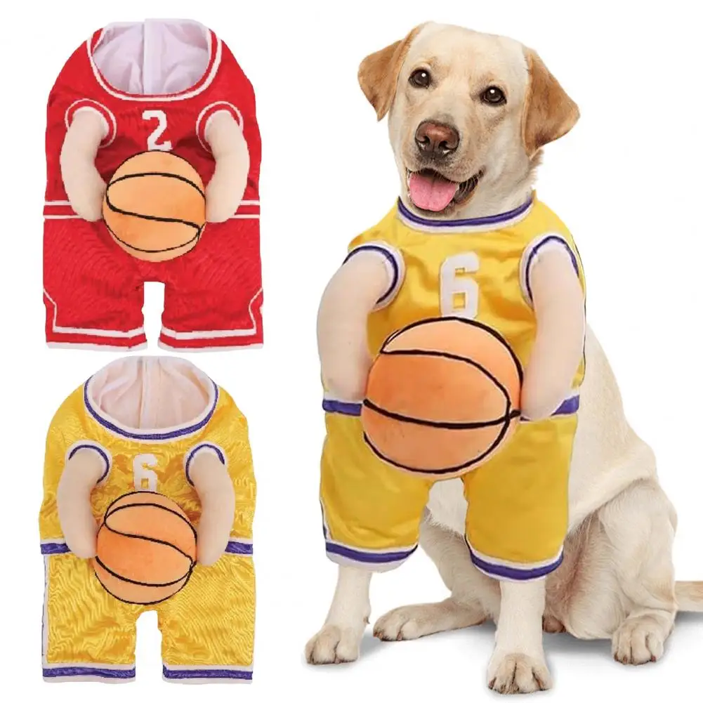 

New Dog Basketball Costume With Ball Basketball Apparel Pet Outfit Halloween Dog Dress-up Attire for Parties