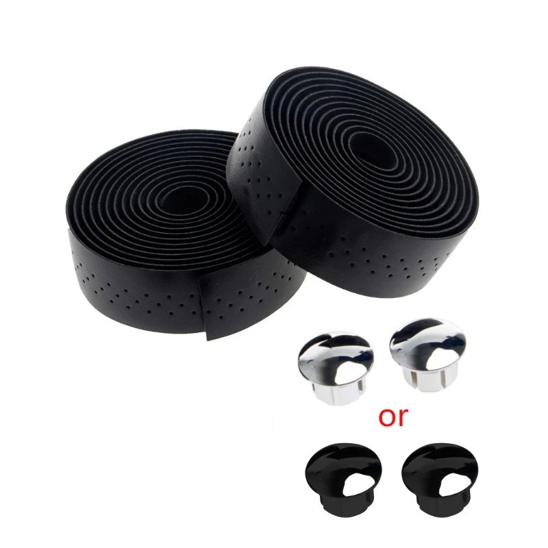 2x Bike Cycling Road Bike Sports Handlebar Tape Faux Leather Wrap +2 Bar Plug