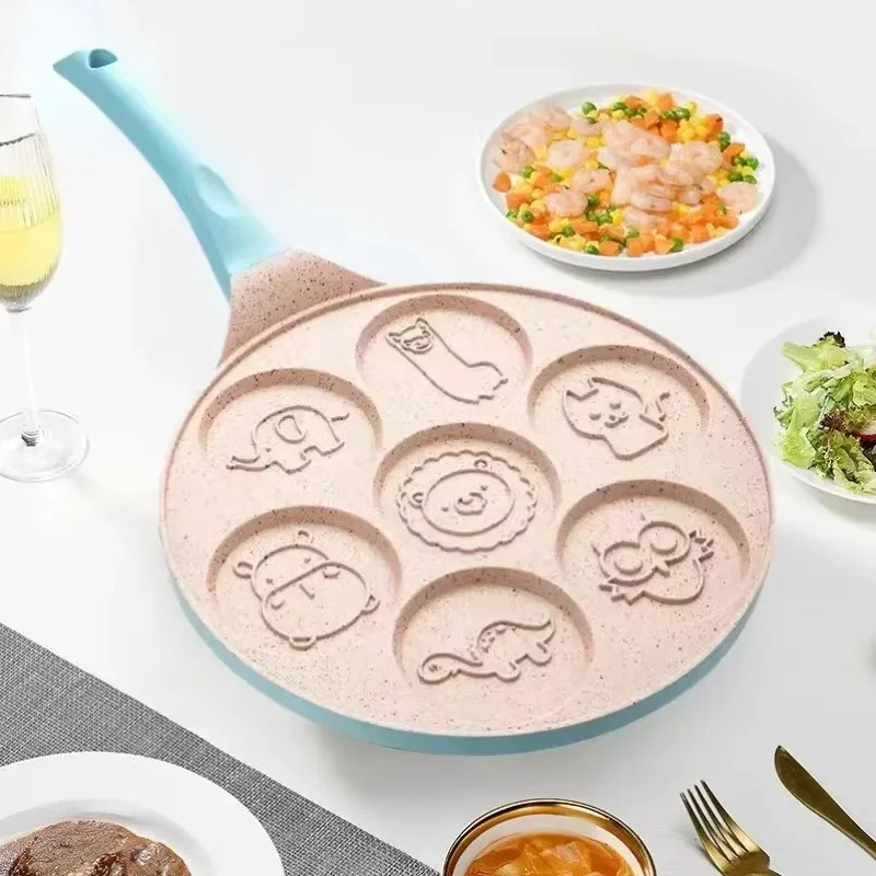 7 Hole Nonstick Frying Pan Baking pan DIY Cute Animal Cookies Pancake making Mold Steak Omelette barbecue pots Kitchen cookware