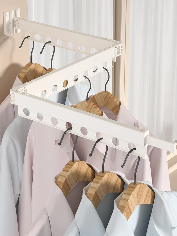 Folding Punch-Free Clothes Hanger Invisible Retractable Wall Hanging Balcony Quilt Fantastic Indoor and Outdoor Shrink