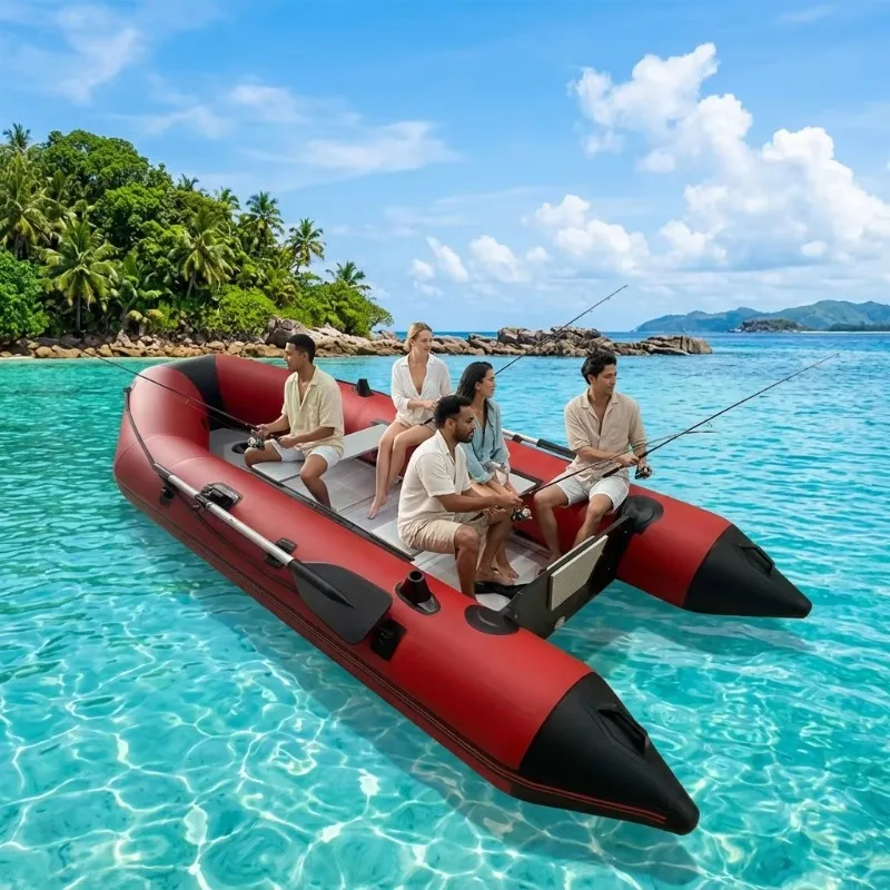 13.1 ft 7 Person Inflatable Assault Boat 4 M PVC Aluminum Floor Transom Speed Pontoon Rubber Dinghy for scuba Diving