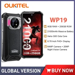 Oukitel-teléfono inteligente WP19, dispositivo resistente con visión nocturna, 21000 mAh, 8GB, 256GB, cámara de 64M, 90Hz, Helio G95