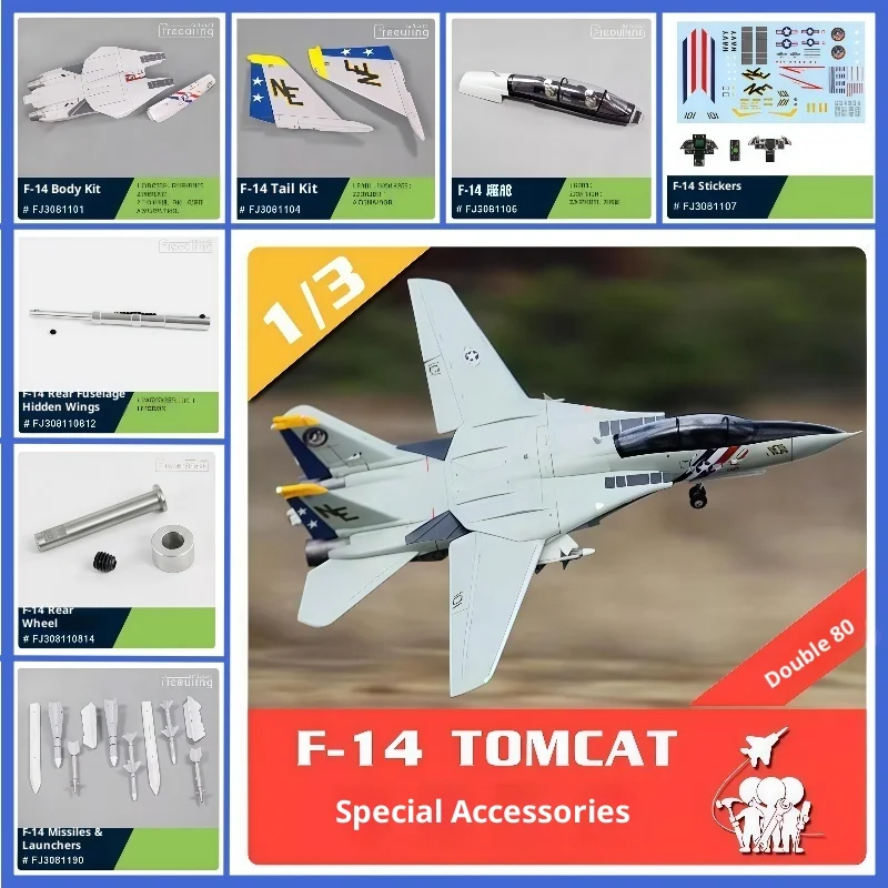 80 canaux F-14 accessoires spéciaux 1/3 corps plat queue tête couverture Cockpit train d'atterrissage avant roue essieu autocollants