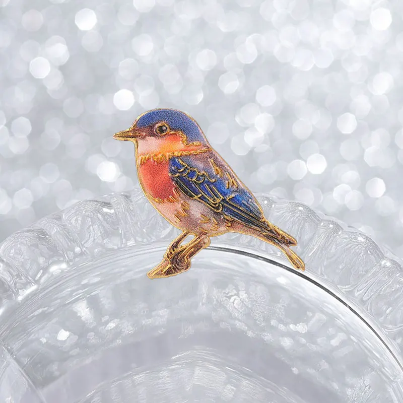 Realistische Aquarell-Tier-UV-Druck-Abzeichen Blauer Vogel Wolfskopf Anstecknadeln Naturkunst Metallbroschen Anstecknadel-Set Geschenk – Detail 8