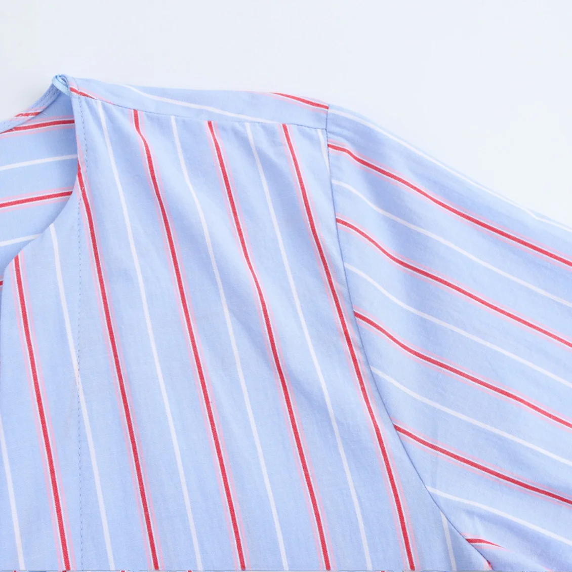 JNLEAOG femmes irt noeud rayé antung rond Ne Long Sve décontracté Faion Polyester Fiber v-ne automne nouveau