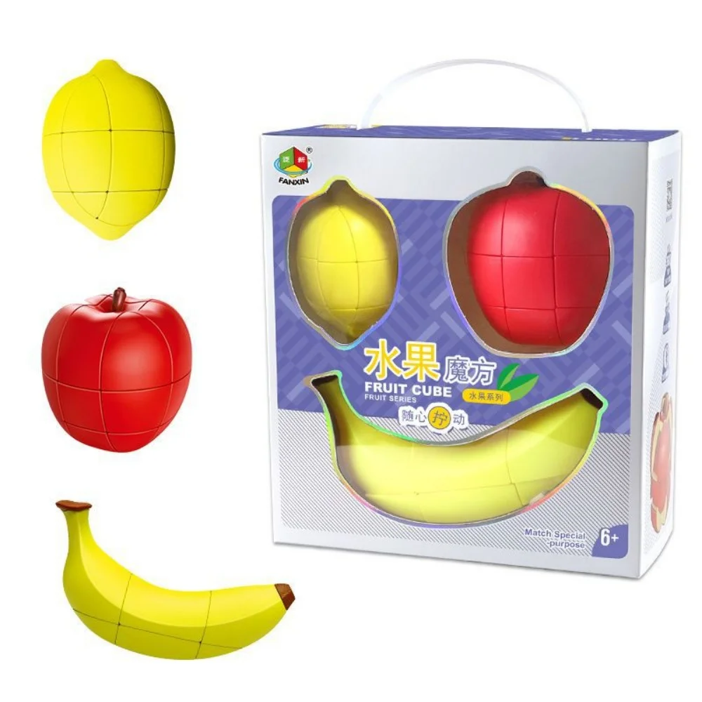 FanXin Fruit 3x3x3 Magic Cube Apple Banana Lemon Educational 3x3 Professional Speed Cube Toys for Children Brain Teaser