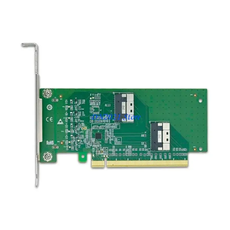 F3KE Metal PCIe x16 Adapter to Twin SlimSAS SFF 8654 8i Adapter for Computer Use