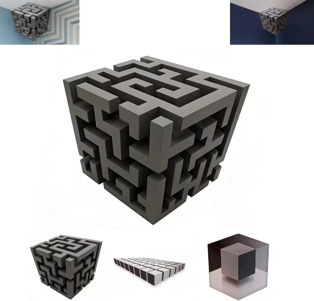 Impossible Corner Wall Art That Reshapes Reality Illusionary Creative 3D Wall Art Sticker DIY Optical Illusion Corner Wall Decal