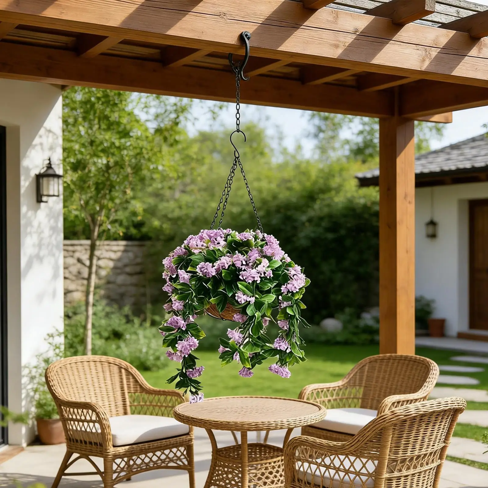 

Искусственные подвесные корзины с реалистичной зеленью муррайи, 15,7 дюймов, для дома, квартиры, веранды, патио, сада