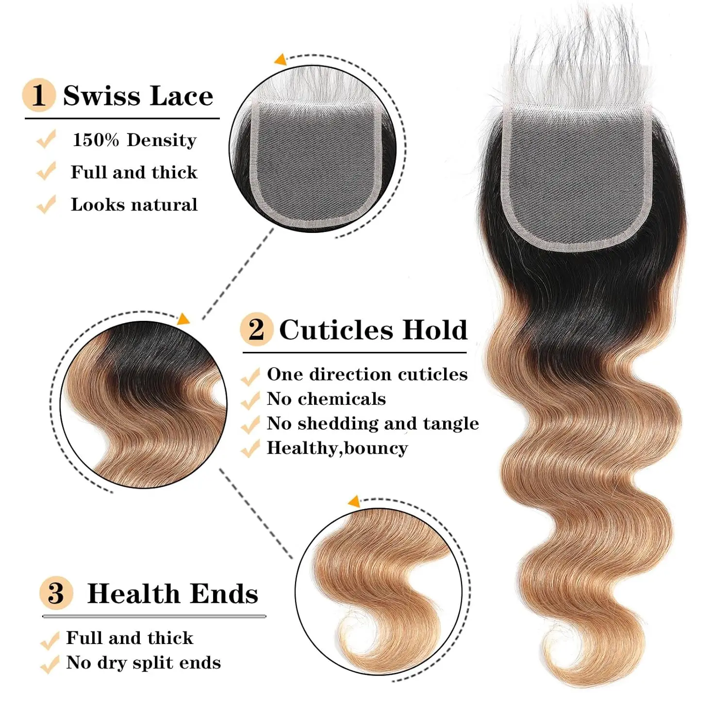 Pacotes de cabelo humano reto T1B/27 12A com fecho 4X4 loiro mel 27 #   Pacotes de cabelo humano coloridos pacotes de cabelo virgem birmanês