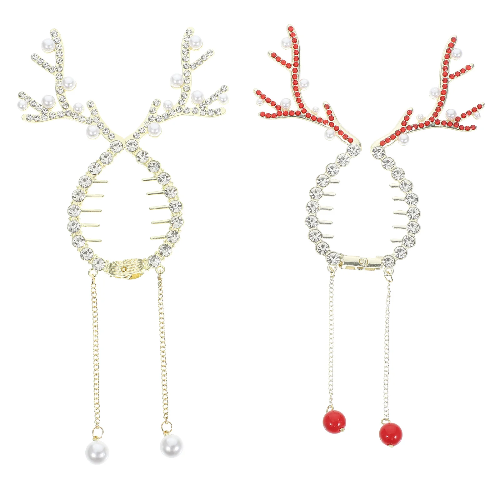 2 Pcs Christmas Antler Clip Reindeer Hair Clips Claw Accessories for Thin Women Thick