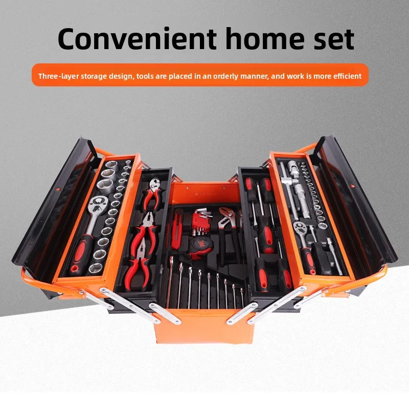 168 Piece Steel Tool Box Set with Ratchet Wrench, Socket and Screwdriver Hand Tools in a Portable Metal Storage Case for Home