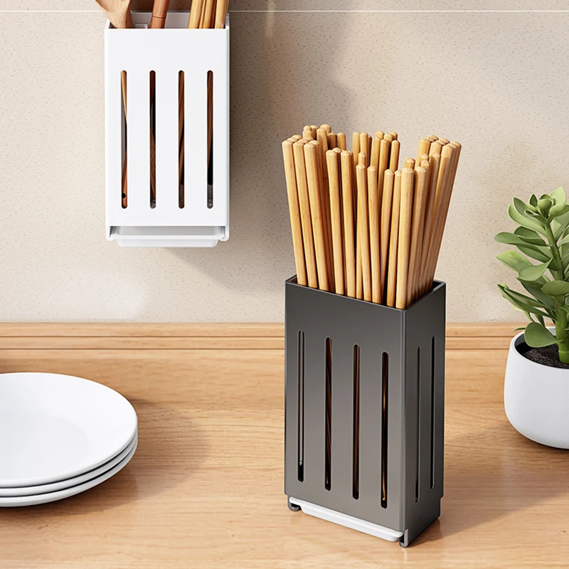 Kitchen Accessories Chopsticks Knife Rack Spoon Holder Black Wall Mounted Kitchen Storage Knife And Fork RackShelf FR902